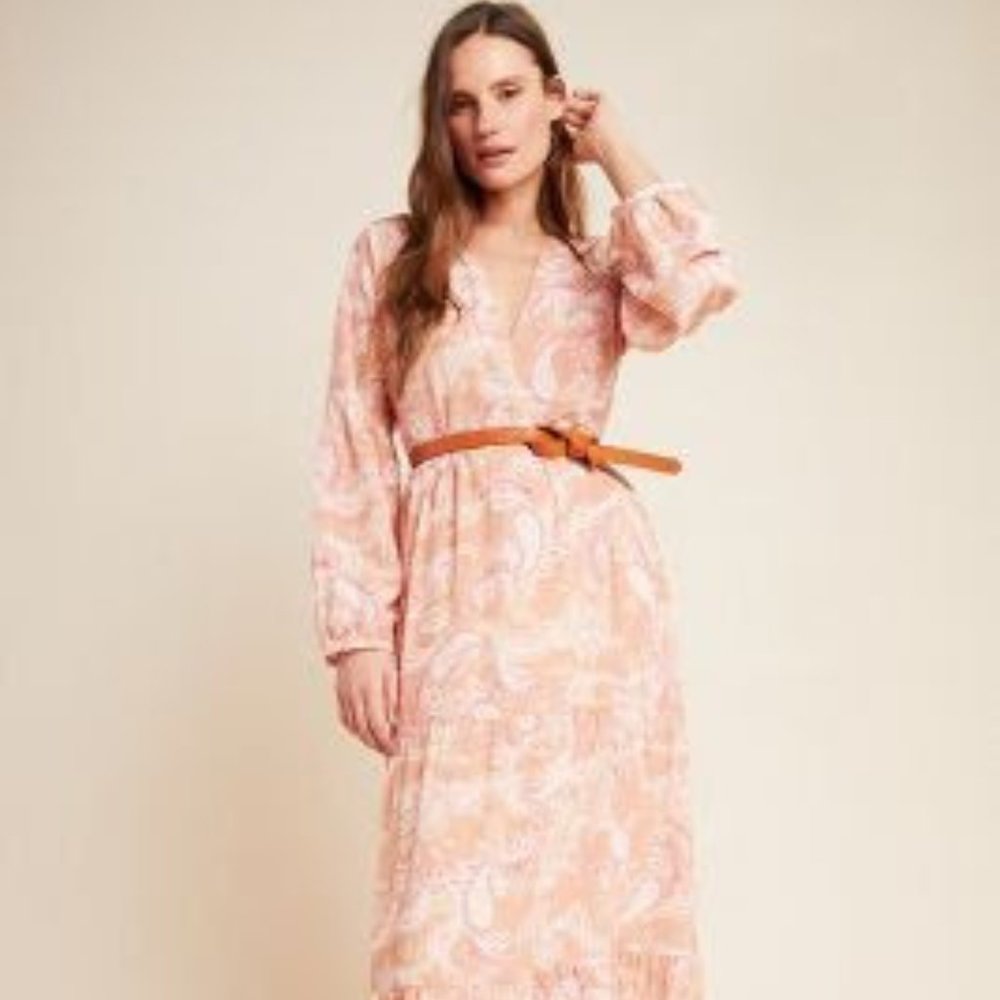 anthropologie size 6 ~ BERNADETTE SILK MAXI DRESS